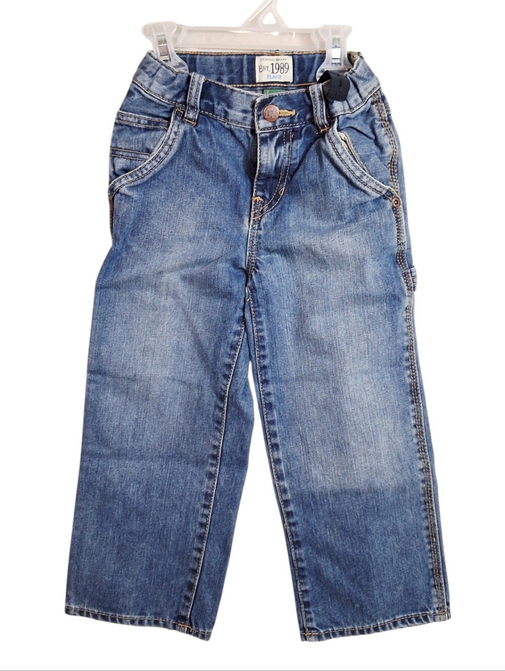 Carpenter Jeans | Distressed Denim Play Pants | Adjustable Waist - Boys 4T